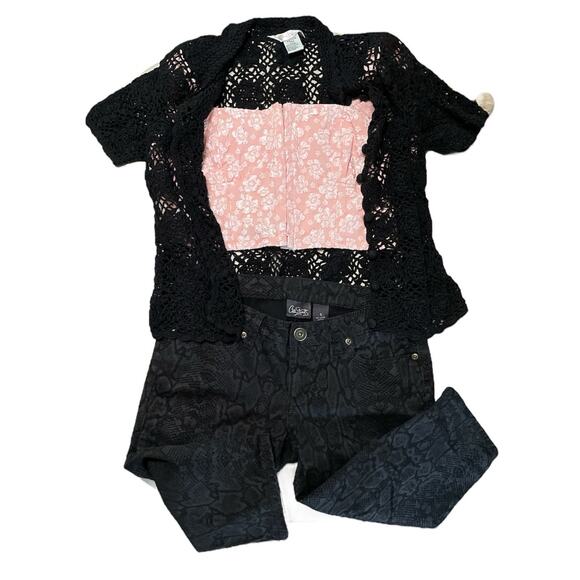 City Streets Black Python Snake Print Capri Pant Small - Picture 8 of 12